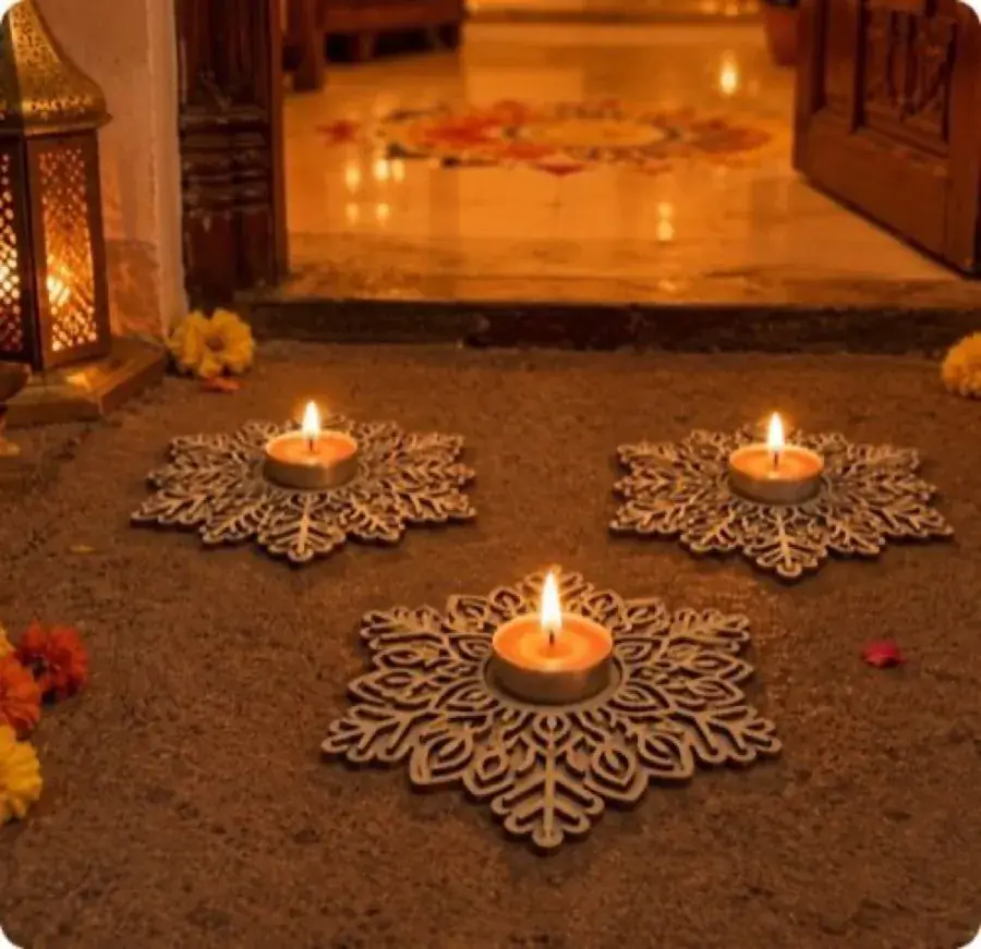Decorative Rangoli Tealight Holders